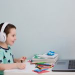 Distance,Online,Education,Concept.,Little,Caucasian,Boy,In,Headphones,Have