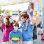 Family,In,Airport,In,Face,Mask.,Virus,Outbreak.,Coronavirus,And