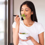 Healthy,Indian,Woman,Eating,Green,Salad
